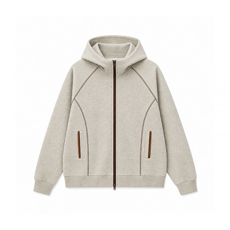 Herren Sportliche Kapuzen-Sweatjacke mit Kontrast-Reißverschluss und ergonomischen Nähten Shop Nory