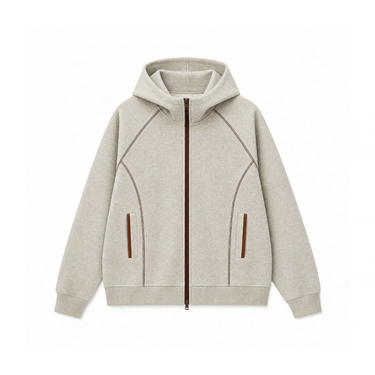 Herren Sportliche Kapuzen-Sweatjacke mit Kontrast-Reißverschluss und ergonomischen Nähten Shop Nory