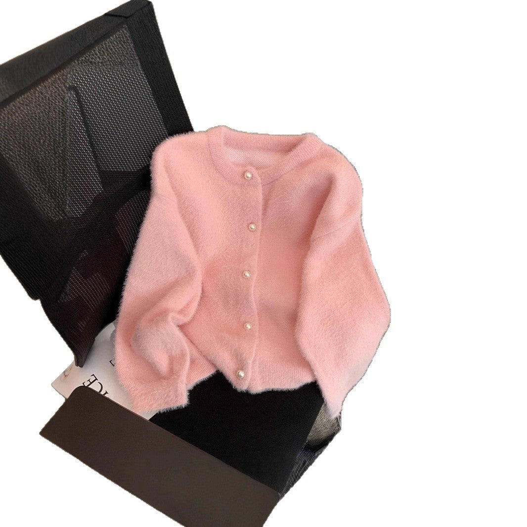 Damen Flauschige Strickjacke mit Knopfleiste Shop Nory