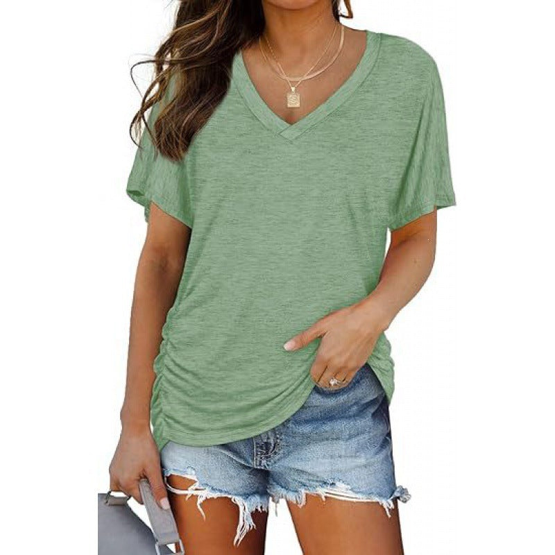 Damen V-Ausschnitt T-Shirt Aus Weichem Single Jersey