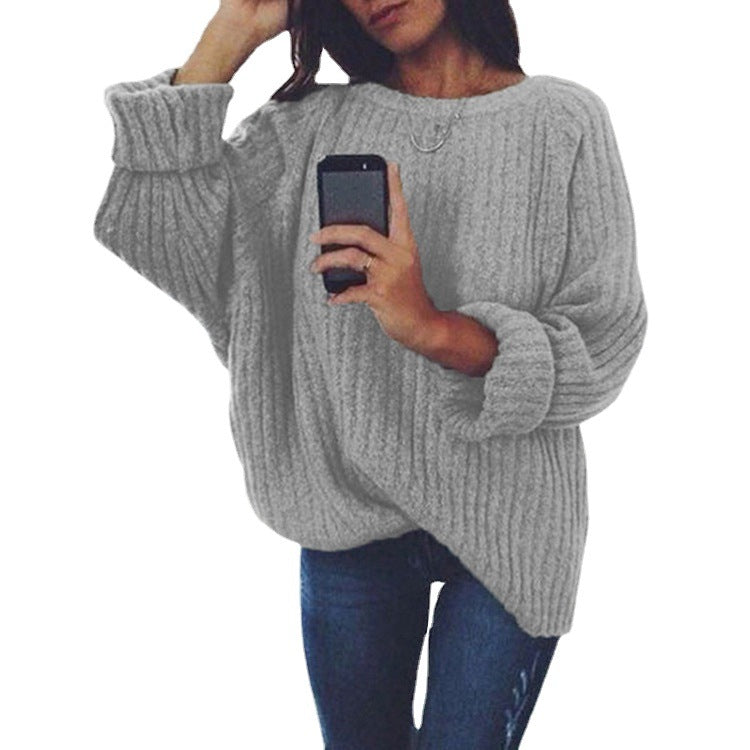 Damen Grobstrickpullover mit lockerer Passform und trendigem Rippenmuster