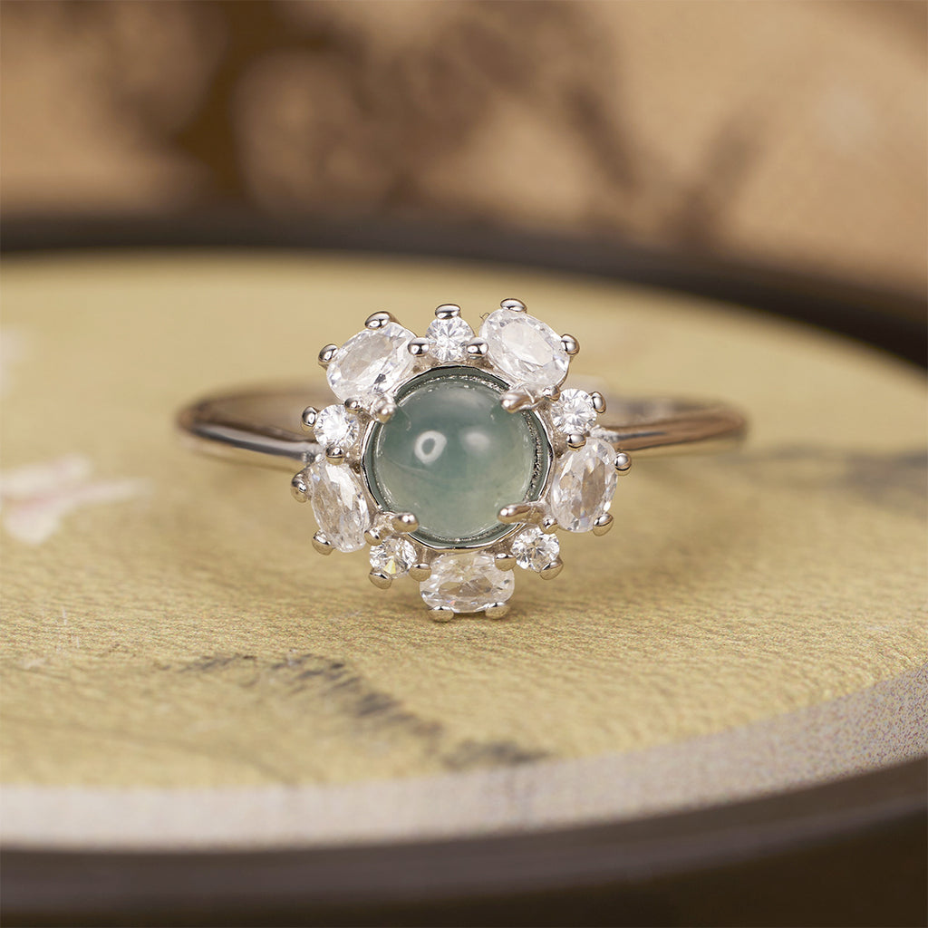 Damen Ring mit exquisitem, facettiertem Edelstein und funkelnden Zirkoniasteinen Shop Nory