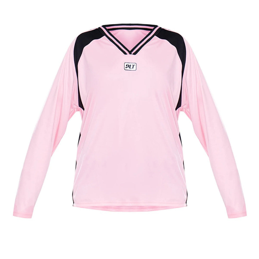 Herren Langarm-Sporttrikot im Oversize-Schnitt mit V‑Ausschnitt und Kontrastpaneelen Shop Nory