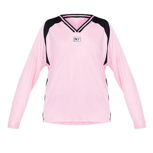 Herren Langarm-Sporttrikot im Oversize-Schnitt mit V‑Ausschnitt und Kontrastpaneelen Shop Nory