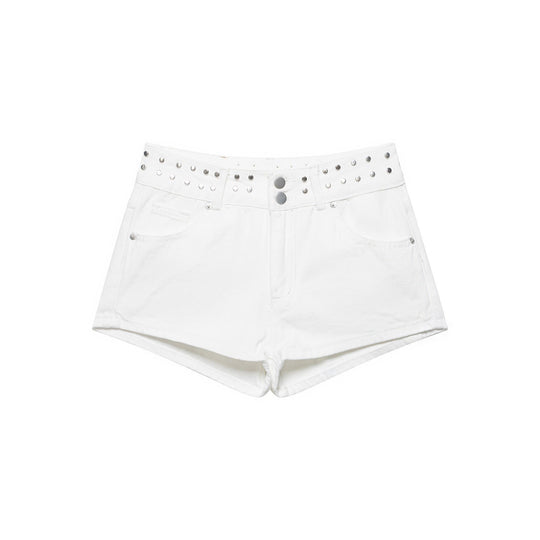 Damen stilvolle Shorts mit metallischen Details und hohem Bund Shopnory