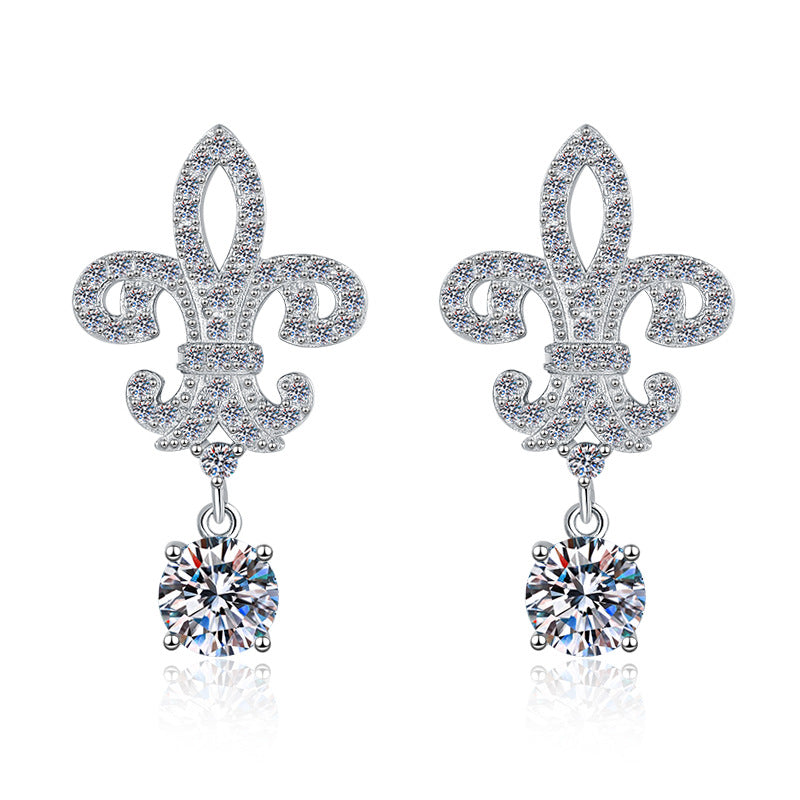 Damenohrringe im eleganten Fleur-de-Lis-Design mit funkelnden Kristallen Shop Nory