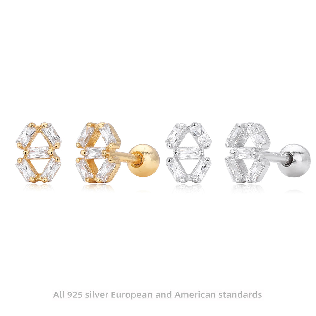Damen Ohrstecker mit funkelnden 5A Zirkonsteinen in geometrischem Design Shop Nory