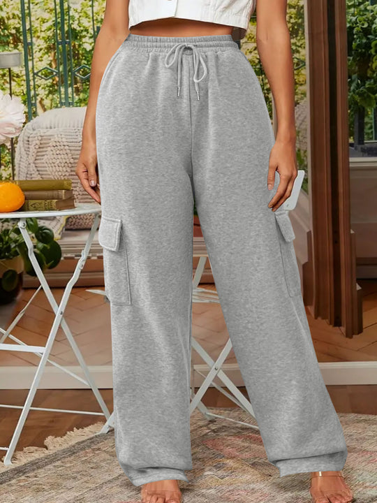 Damen Weiche Cargo-Loungehose mit elastischem Bund und weitem Bein Shop Nory