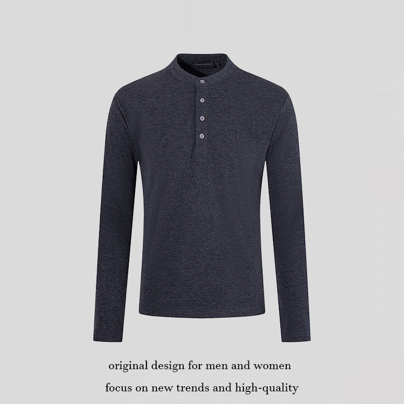 Herren Feinstrick-Langarmshirt mit Stehkragen und Knopfleiste Shop Nory