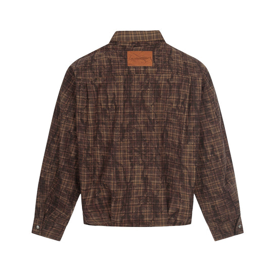 Herren Oversized Karo-Overshirt im Blousonstil mit distressed Finish Shop Nory