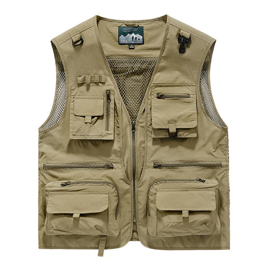 Herren Utility-Weste mit Multifachtaschen, Mesh-Belüftung und Reißverschluss Shop Nory