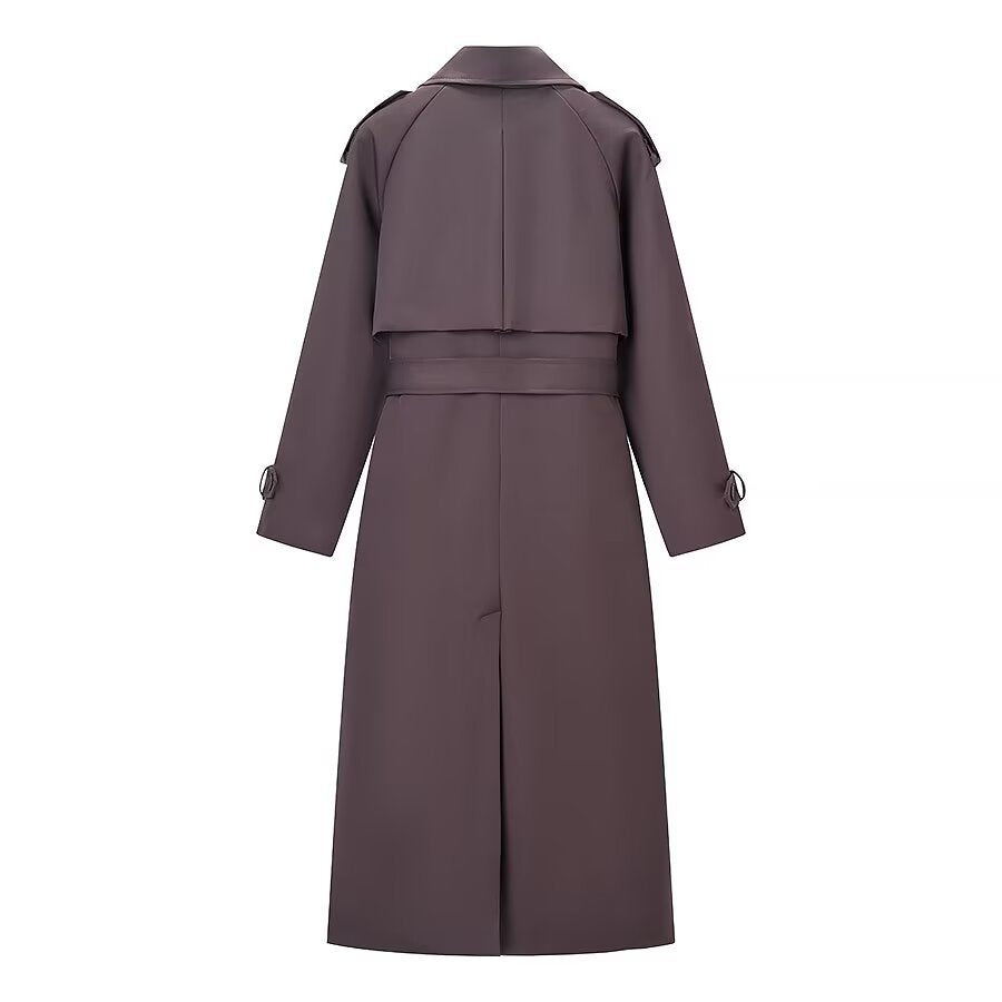 Damen Langer Taillierter Trenchcoat mit Bindegürtel und Doppelreihe Shop Nory