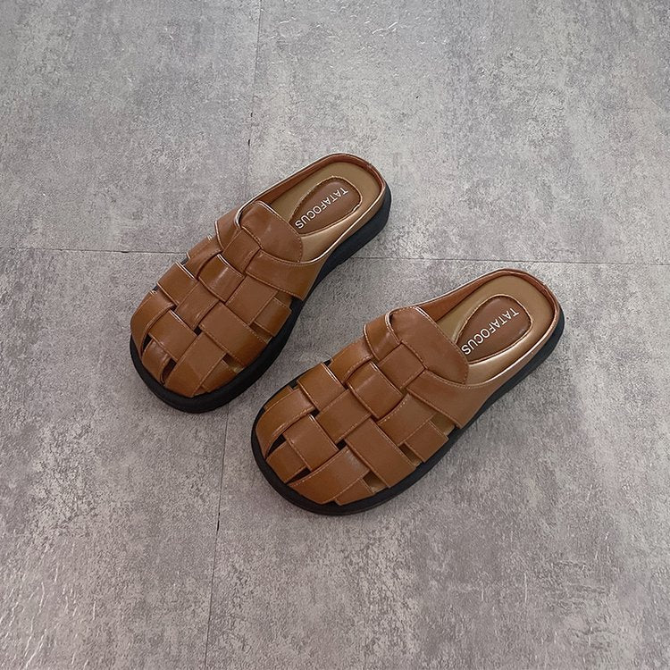 Damen Komfortable geflochtene Sandalen mit bequemer Fußbettgestaltung