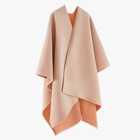 Damen Asymmetrischer Wollmix-Capeponcho mit drapiertem Wickelvorderteil Shop Nory