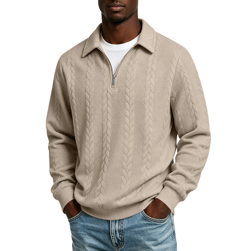 Herren Troyer-Strickpullover mit halbem Reißverschluss und Zopfmuster Shop Nory