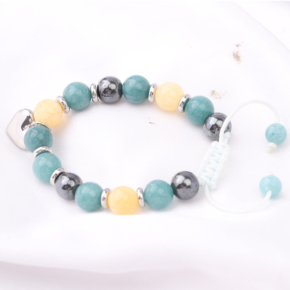 Damen Armband aus bunten Halbedelsteinen mit Herzanhänger Shop Nory