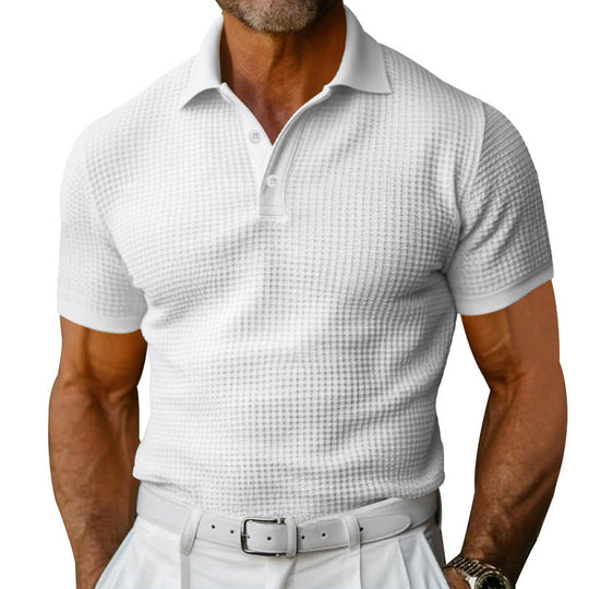 Herren nan strukturiertes Poloshirt mit Waffelpiqué und tailliertem Schnitt