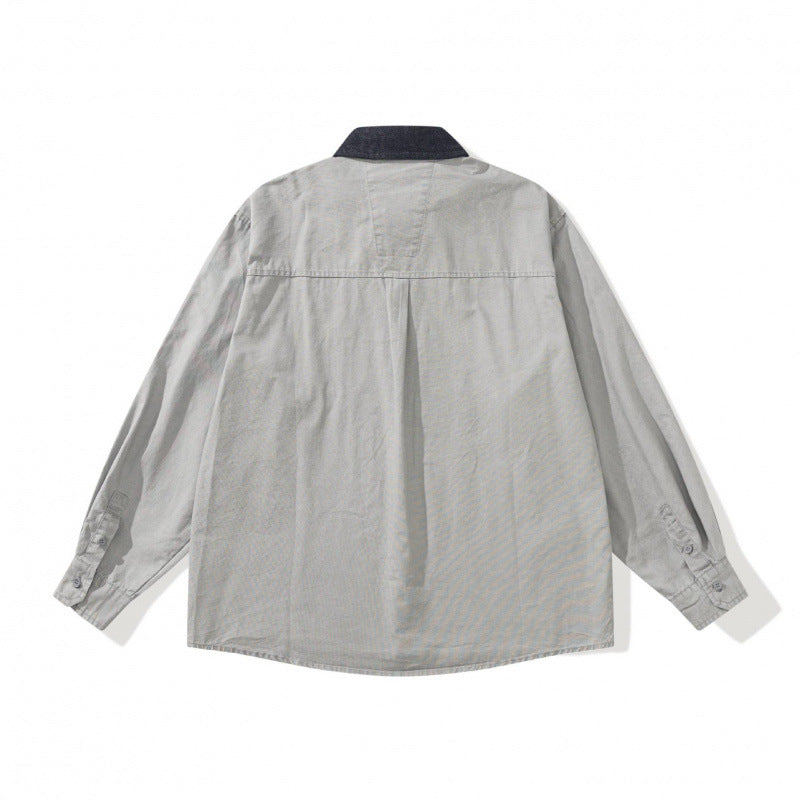 Herren Oversize Hemdjacke mit Cordkragen, Brusttasche und Nieten-Detail Shop Nory