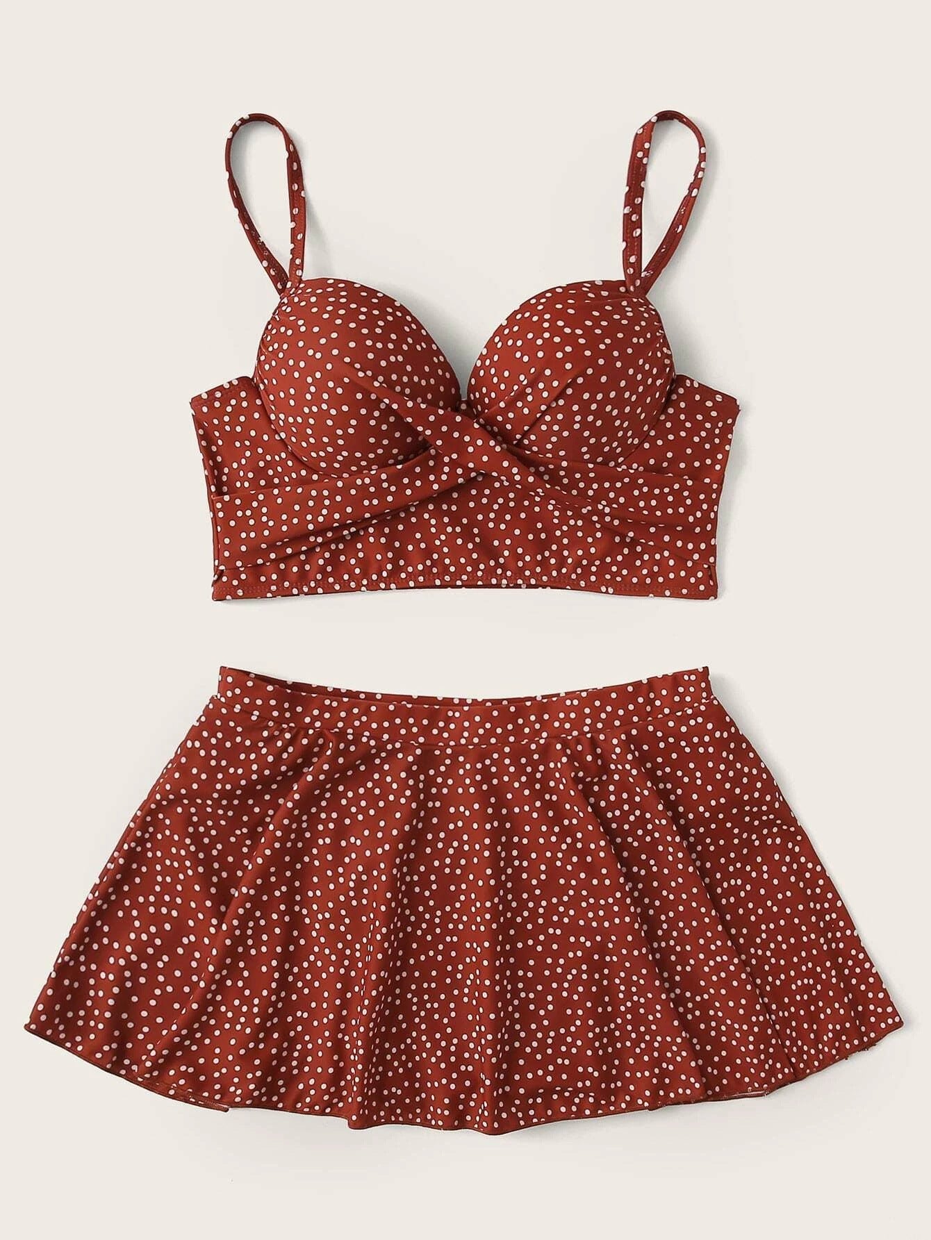 Damen Tankini-Set mit verspieltem Rock und gepolstertem Oberteil