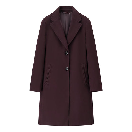 Damen Eleganter Longline-Wollmixmantel mit Reverskragen und Leistentaschen Shop Nory