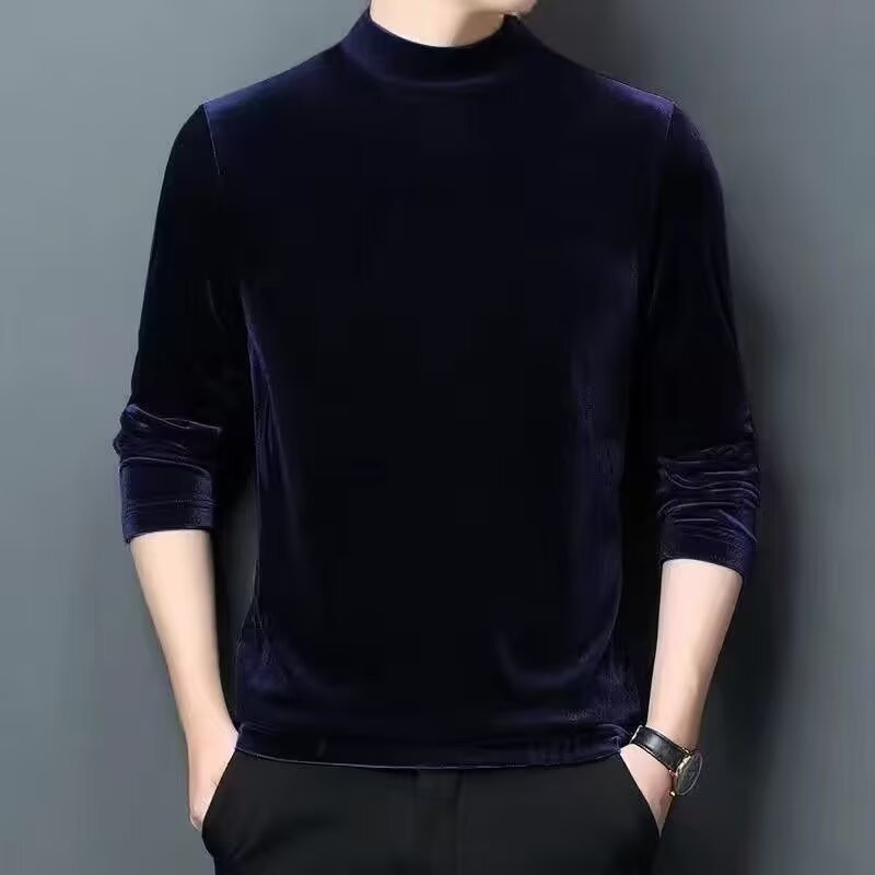 Herren Feiner Samt-Halbrollkragenpullover Slim-Fit Shop Nory