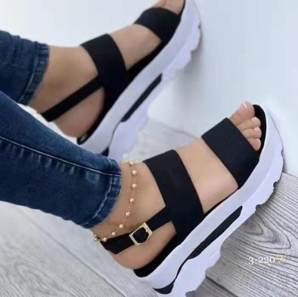Damen Komfortable Plattform-Sandalen mit breiten Riemen und rutschfester Sohle