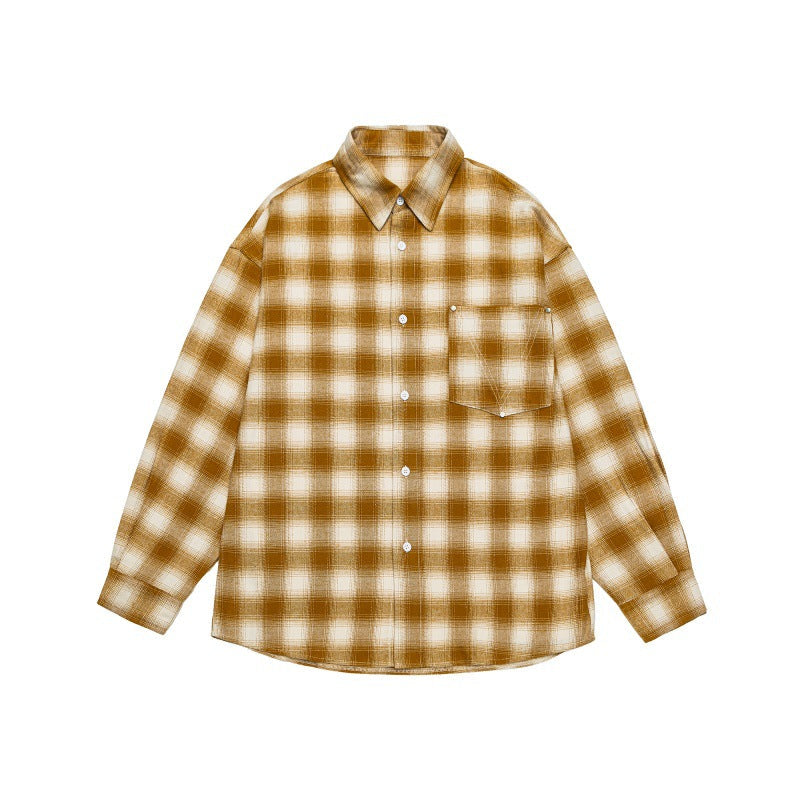 Herren Lässiges Karomuster-Flanellhemd im Oversized-Worker-Stil mit Brustpattentasche und abgerundetem Saum Shop Nory