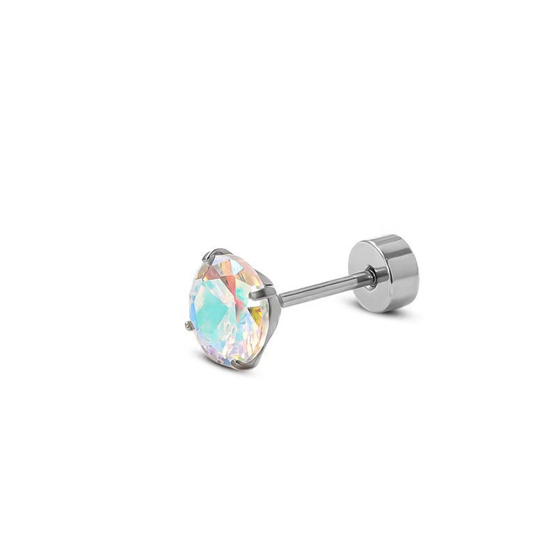 Minimalistischer Edelstahl Ohrstecker mit Facettiertem Kristallchaton und Schraubverschluss