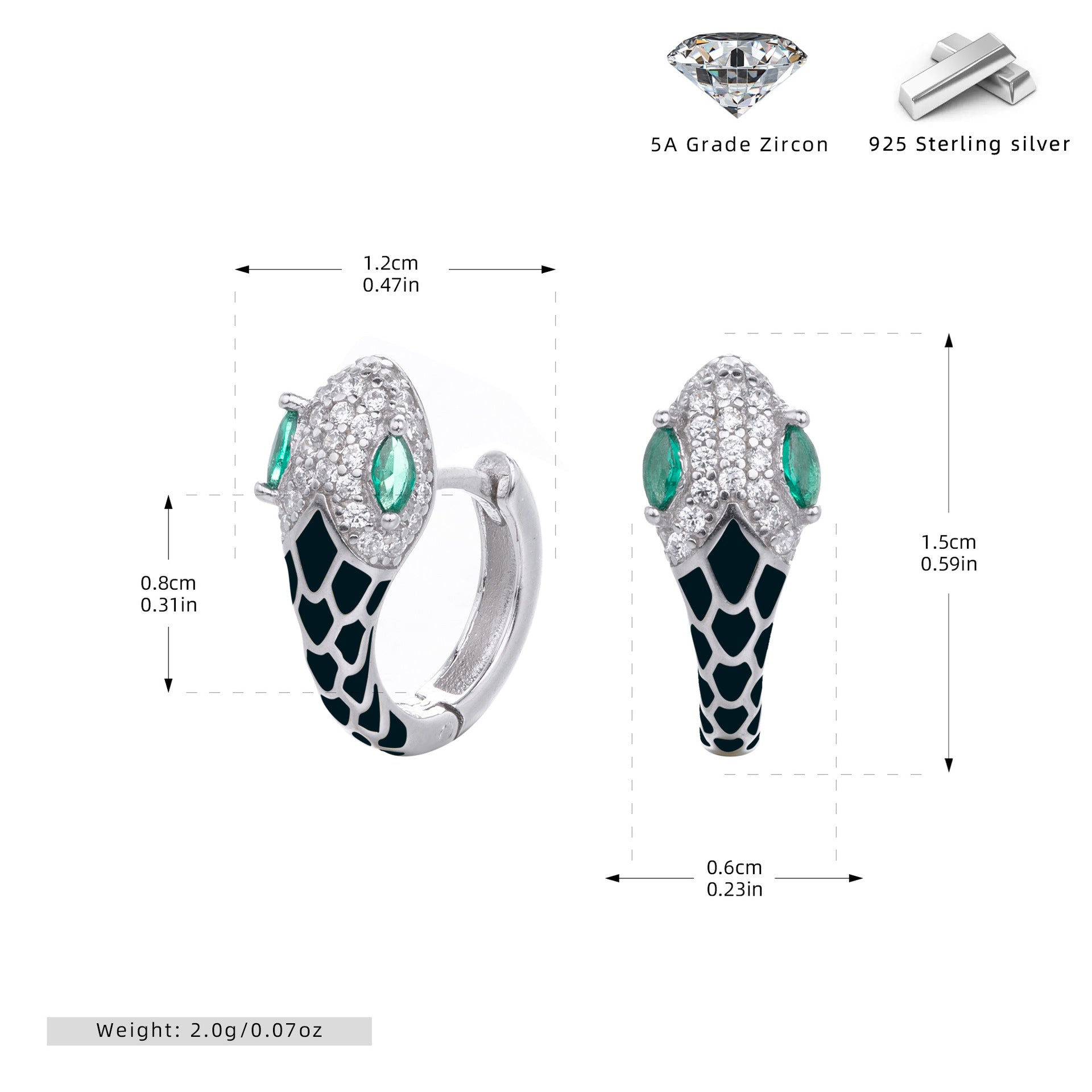 Damen Ohrhänger im stilvollen Schlangen-Design aus 925 Sterling Silber Shop Nory
