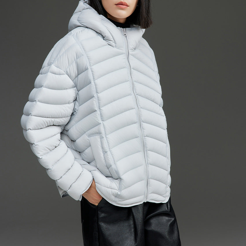 Damen Ultraleichte gesteppte Daunenjacke mit Kapuze und winddichter Außenhülle Shop Nory
