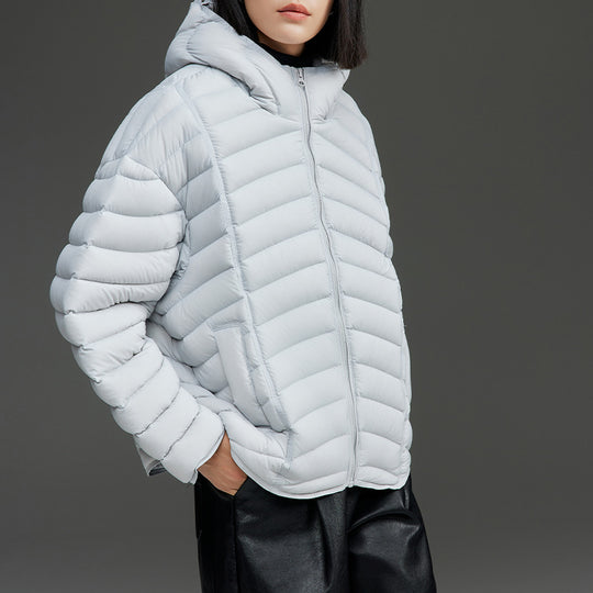 Damen Ultraleichte gesteppte Daunenjacke mit Kapuze und winddichter Außenhülle Shop Nory