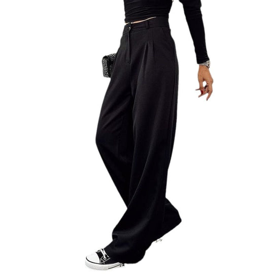 Damen Hochtaillierte weite Plissee-Hose mit weitem Bein Shop Nory