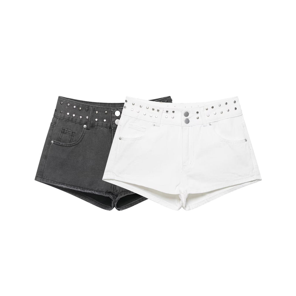 Damen stilvolle Shorts mit metallischen Details und hohem Bund Shopnory