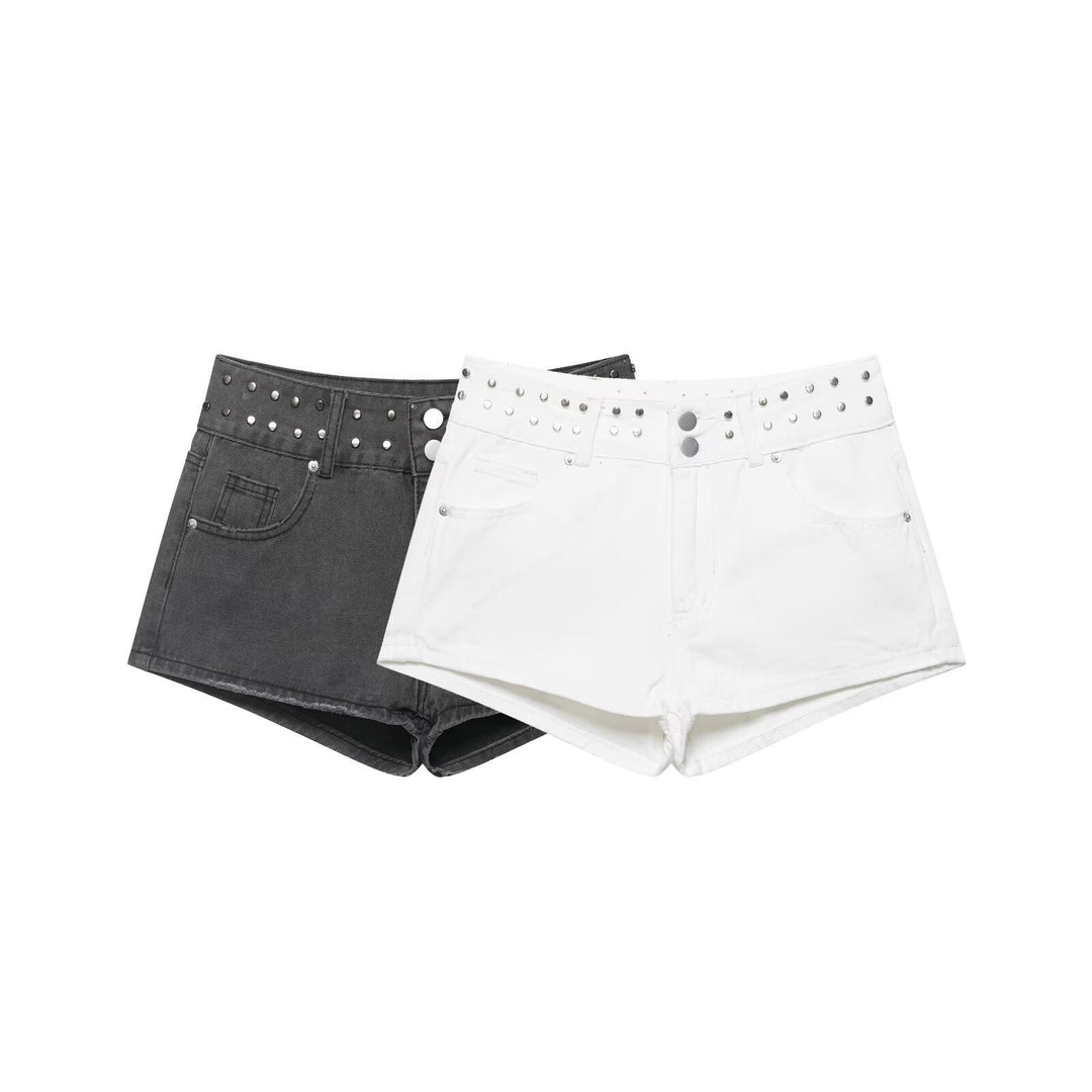Damen stilvolle Shorts mit metallischen Details und hohem Bund Shopnory