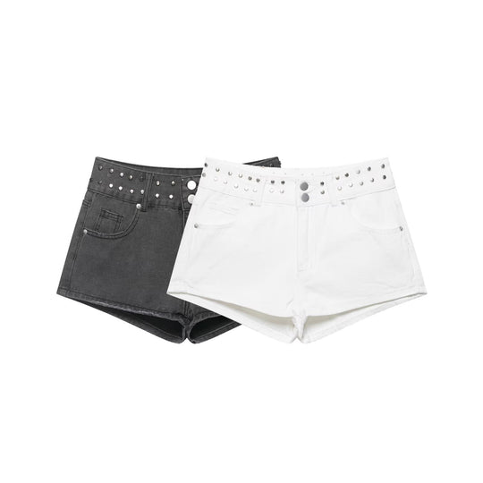 Damen stilvolle Shorts mit metallischen Details und hohem Bund Shopnory