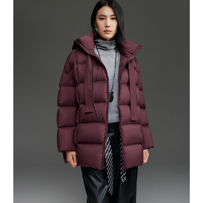 Damen Boxy-Steppjacke mit übergroßem Thermokragen und dekorativen Kordel-Details Shop Nory