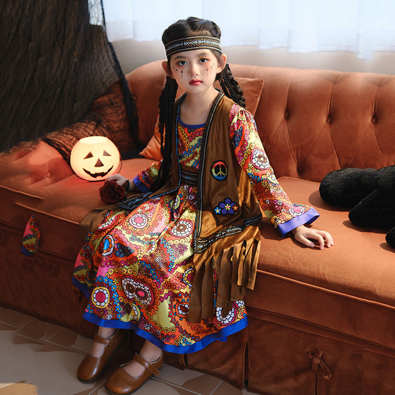 Mädchen Boho Kleid mit langen Ärmeln Shop Nory