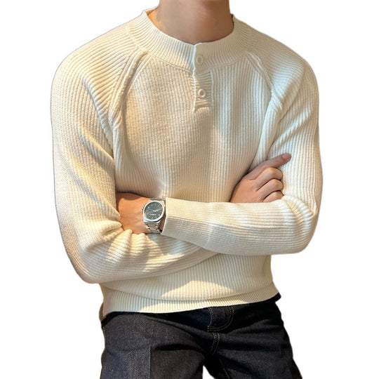 Herren Feinstrick-Henley-Pullover mit Raglanärmeln und feiner Rippstruktur Shop Nory