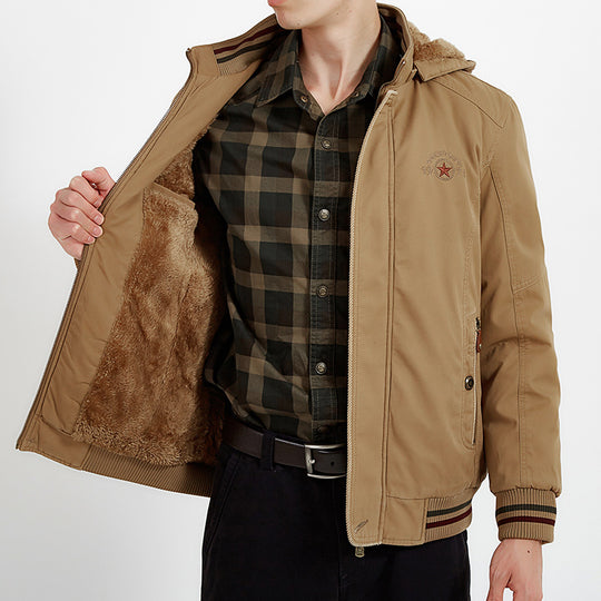 Herren Leichtgewichtige Utility-Bomberjacke mit Teddyfutter und Kapuze Shop Nory