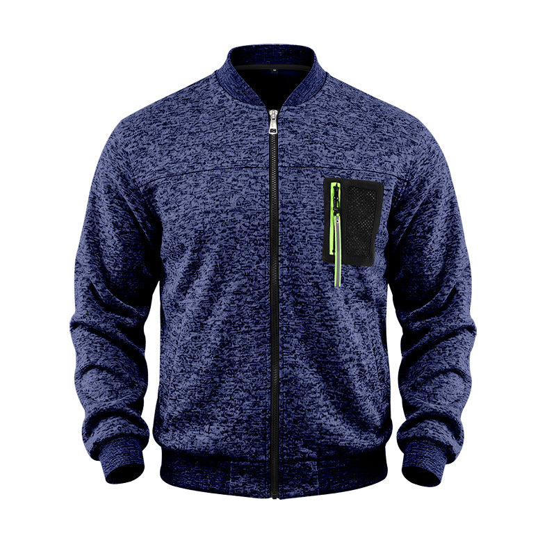 Herren melierte Bomberjacke mit Reißverschluss-Brusttasche und Rippbündchen Shop Nory