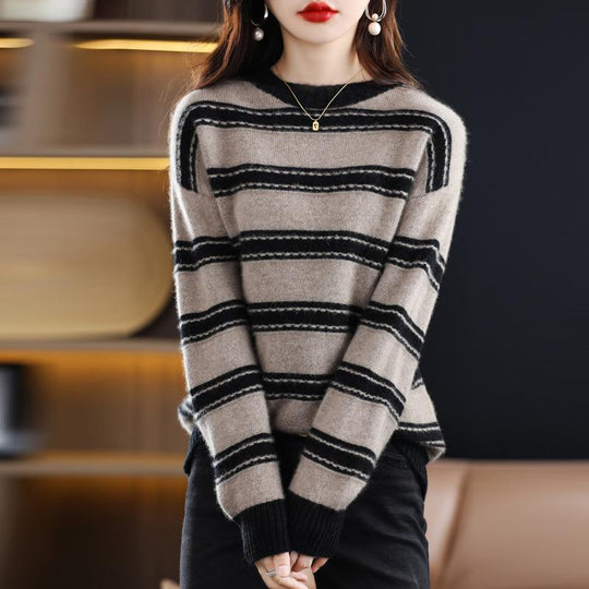 Damen Weicher Streifenpullover im Mohair‑Look mit kastenförmiger Silhouette Shop Nory
