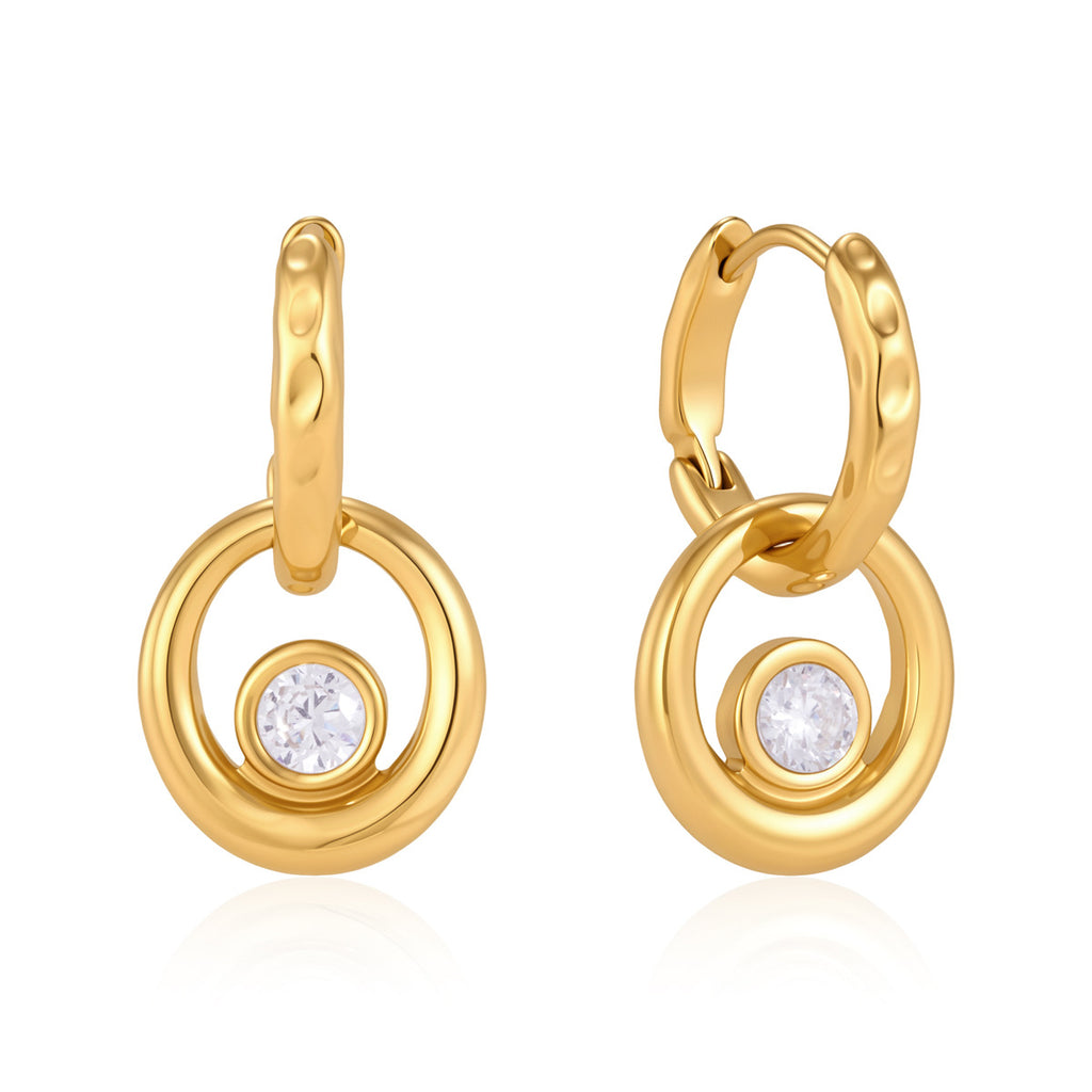 Damen Ohrhänger mit elegantem Kreiselement und funkelndem Stein Shop Nory