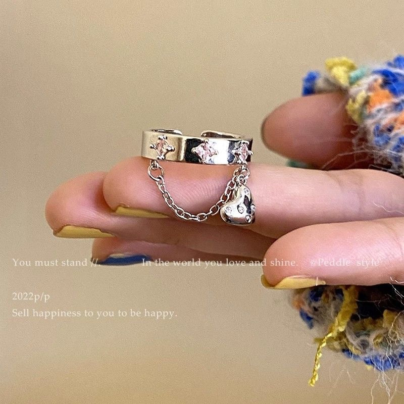 Damen Ring mit kreativem Herz- und Kettendesign Shop Nory