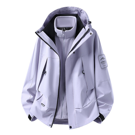 Unisex wasserfeste zweilagige Softshell-Regenjacke mit herausnehmbarem Fleecefutter und Kapuze Shop Nory