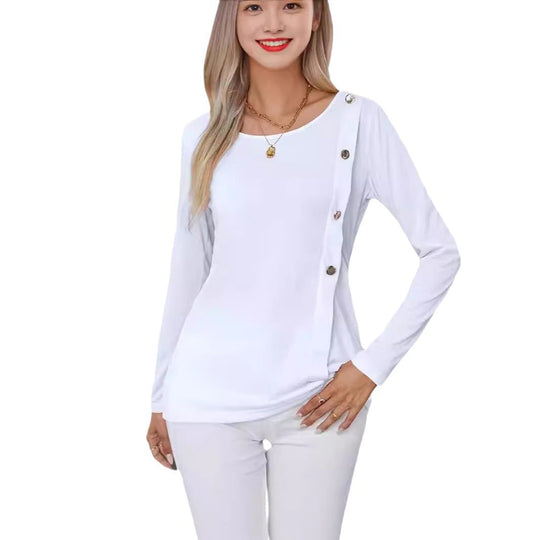 Damen Langarmshirt mit raffinierten Knopfdetails