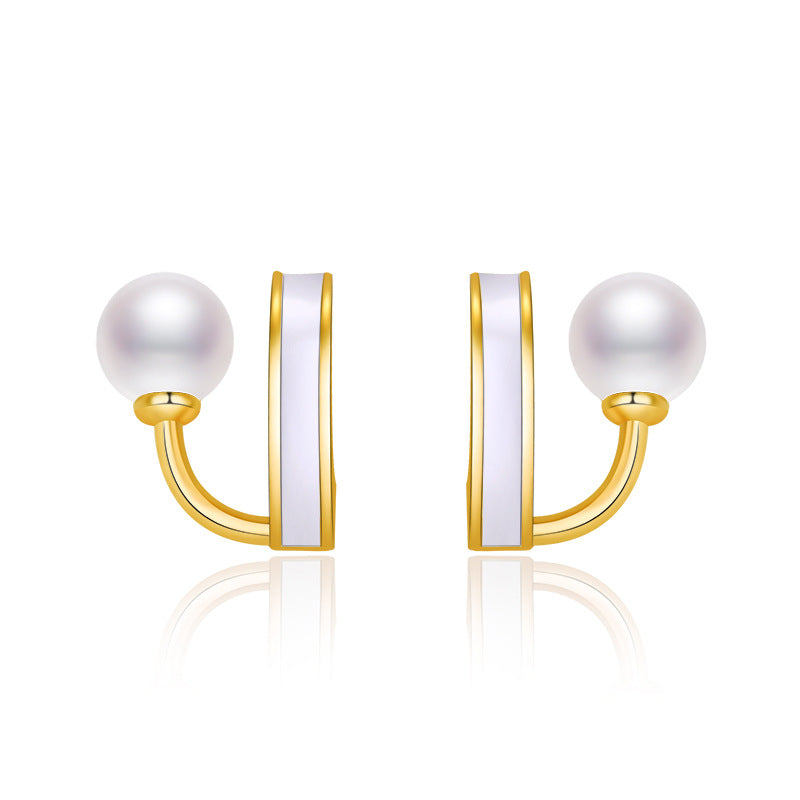 Damen Ohrstecker mit elegantem Perlendesign und modernem Rahmen Shop Nory