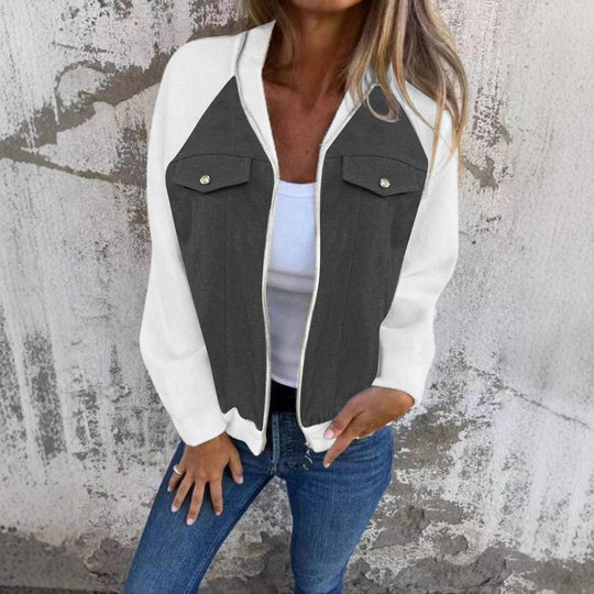 Damen Denim-Mix Blousonjacke mit Reißverschluss und Brusttaschen Shop Nory