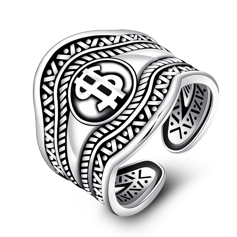 Damen Offener Ring mit kunstvollem Geldsymbol-Design Shop Nory