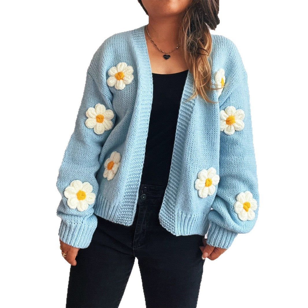 Damen Strickjacke mit floralem Design und lässiger Passform