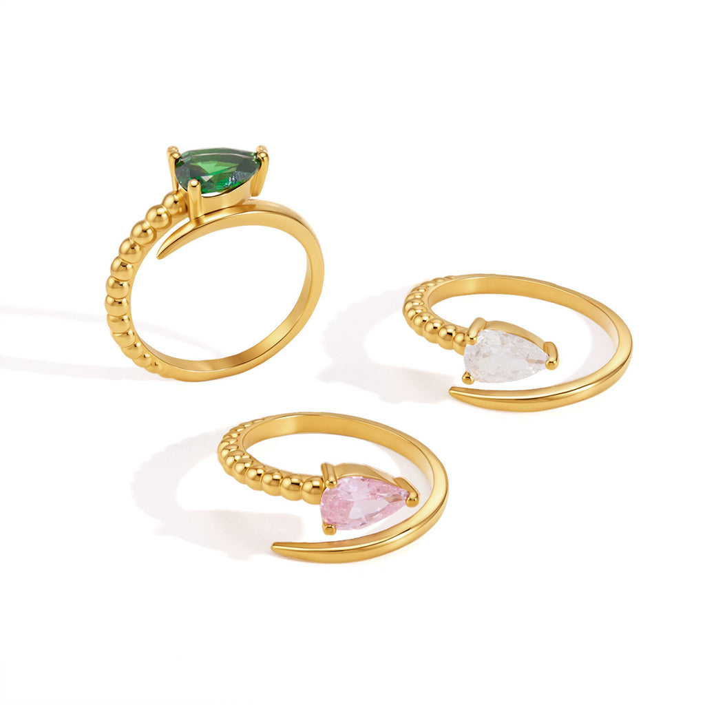 Damen eleganter und hypoallergener Ring mit grünem Stein Shop Nory
